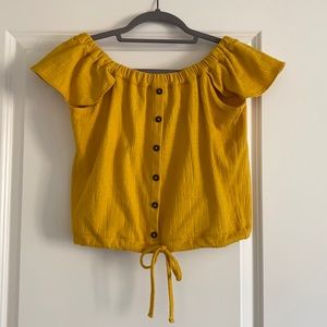 Madewell Yellow Tie Crop Shirt XS